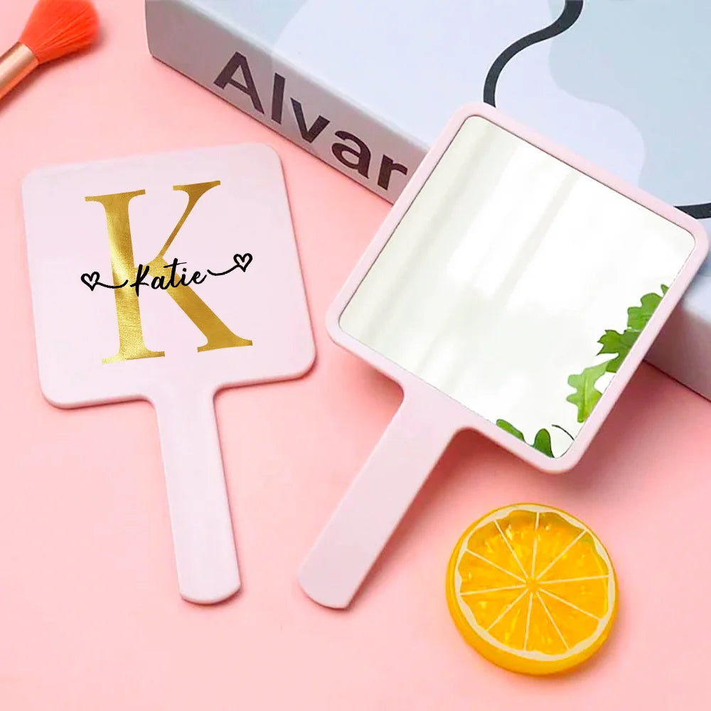Customized Name Handheld Makeup Mirror Portable Vanity Mirror Personalized Compact Mirror Beauty Tools Engraved for Travel Use