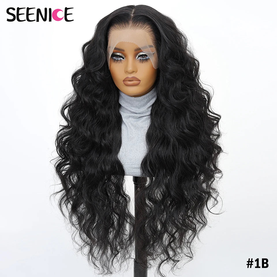 13x6 HD Synthetic Blend Lace Front Wig 30 Inch Long Deep Wavy Ombre Blonde Ginger for Afro Women Heat Resistant Cosplay Wig