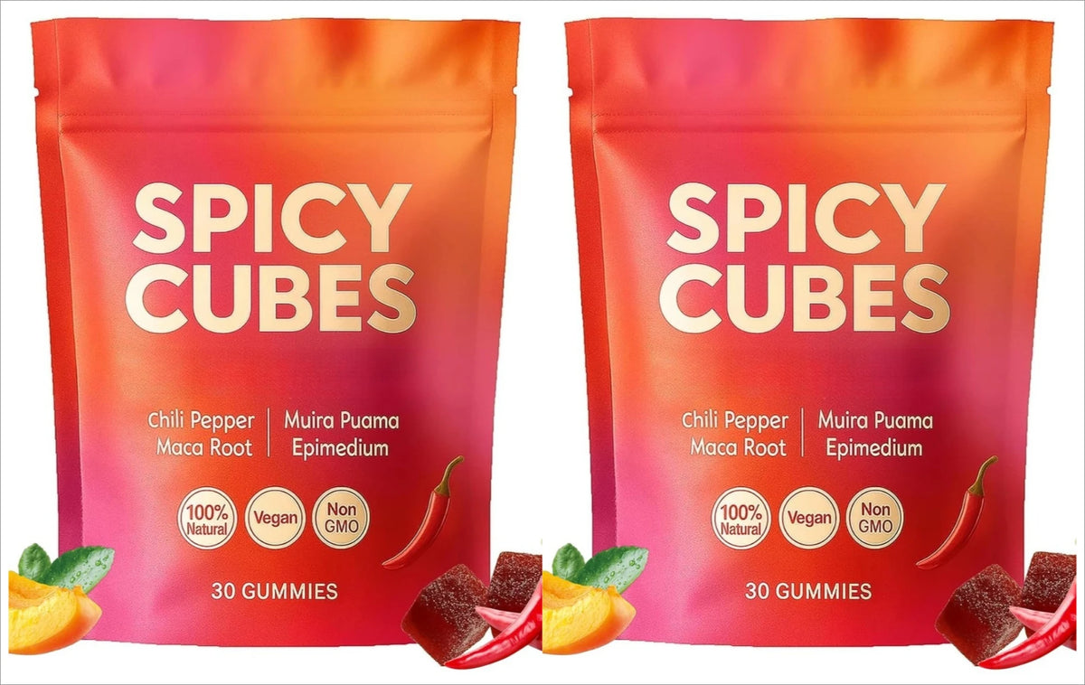 Spicy Cube Gummies for Him 30PCS Men Daily Wellness Supplement Calm Mood Support Natural Herbal Care for Energy & Vitality