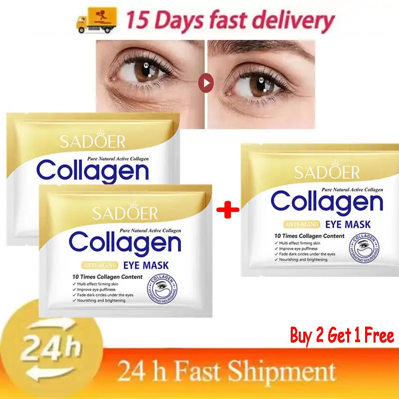 Collagen Eye Mask Firming Lifting Eye Patches Anti Dark Circles Eye Bags Fade Fine Lines Hyaluronic Acid Moisturizing Skin Care
