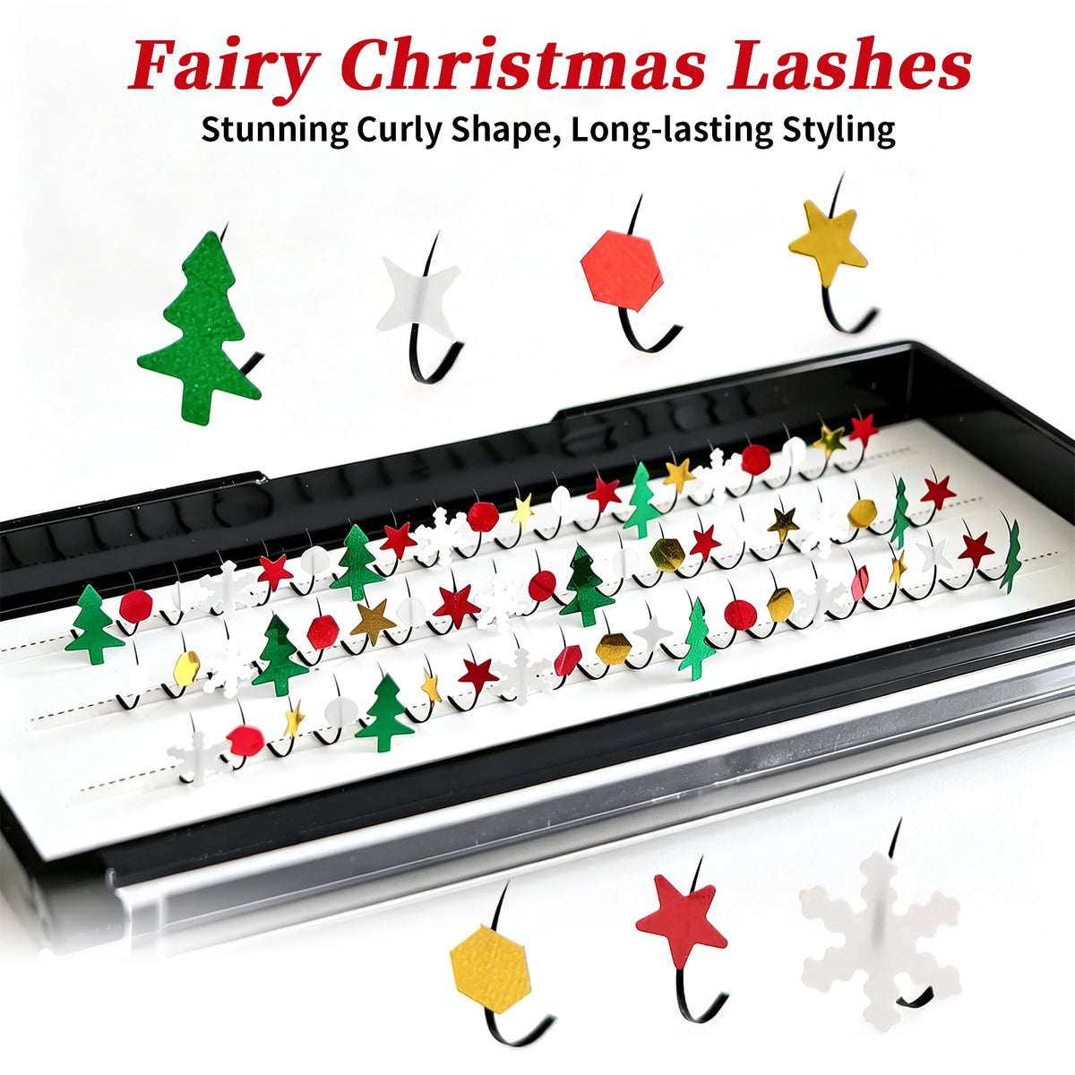 Honey Christmas Eyelash Extensions Glitter A/M Lashes DIY Snowflake Eyelash Christmas False Lashes 10-15mm