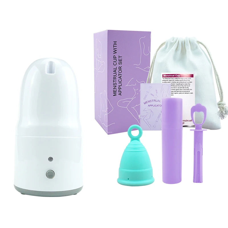 Certified Cup Kit Steam Sterilizer Applicator Reusable Soft Silicone Lady Cup Sterilization Women Health Care Feminine Hygiene
