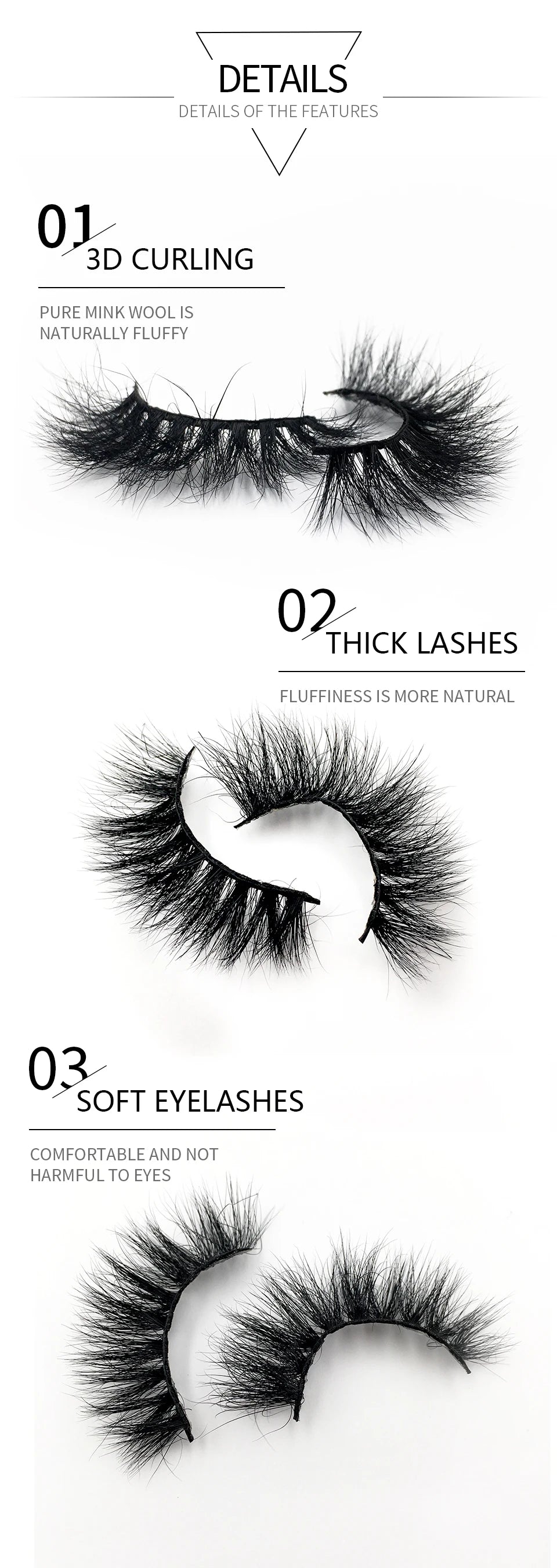 Cruelty Free Fluffy Mink Eyelashes High Quality C/D Curl Soft Wispy Volume Strip Lashes Natural Mink Lashes
