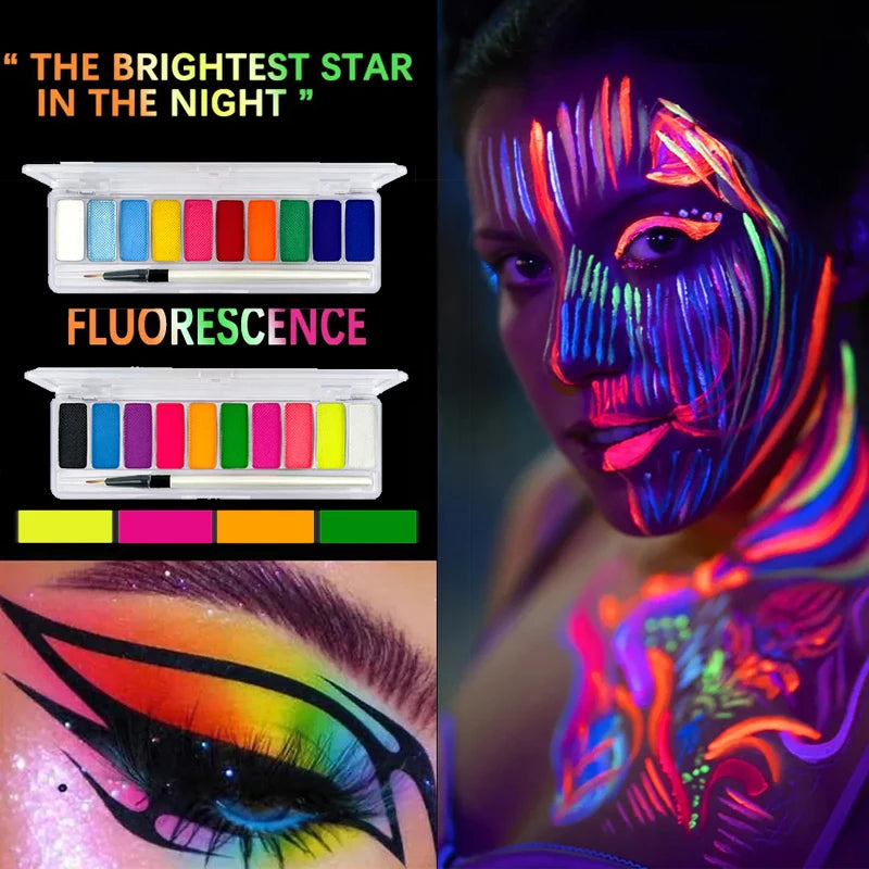 10 Colors Luminous Pigments, Luminous Neon Makeup Facial Painting,Suitable for Children and Adults for Halloween and Party