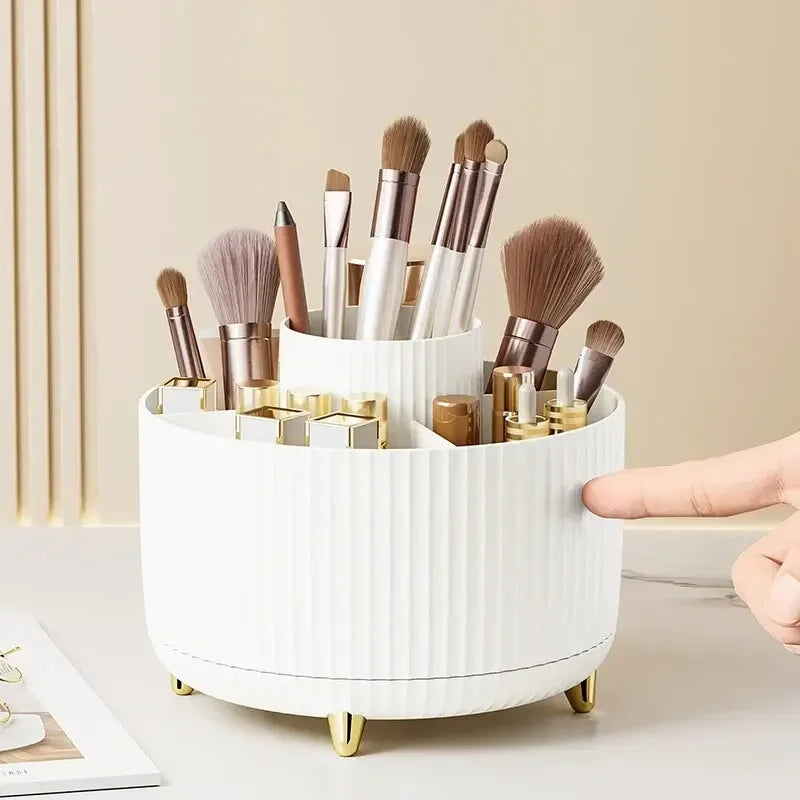 360 Degree Rotating Makeup Brush Organizer Cosmetic Brush Holder Desktop Storage Box Pen Pencil Container Organizer