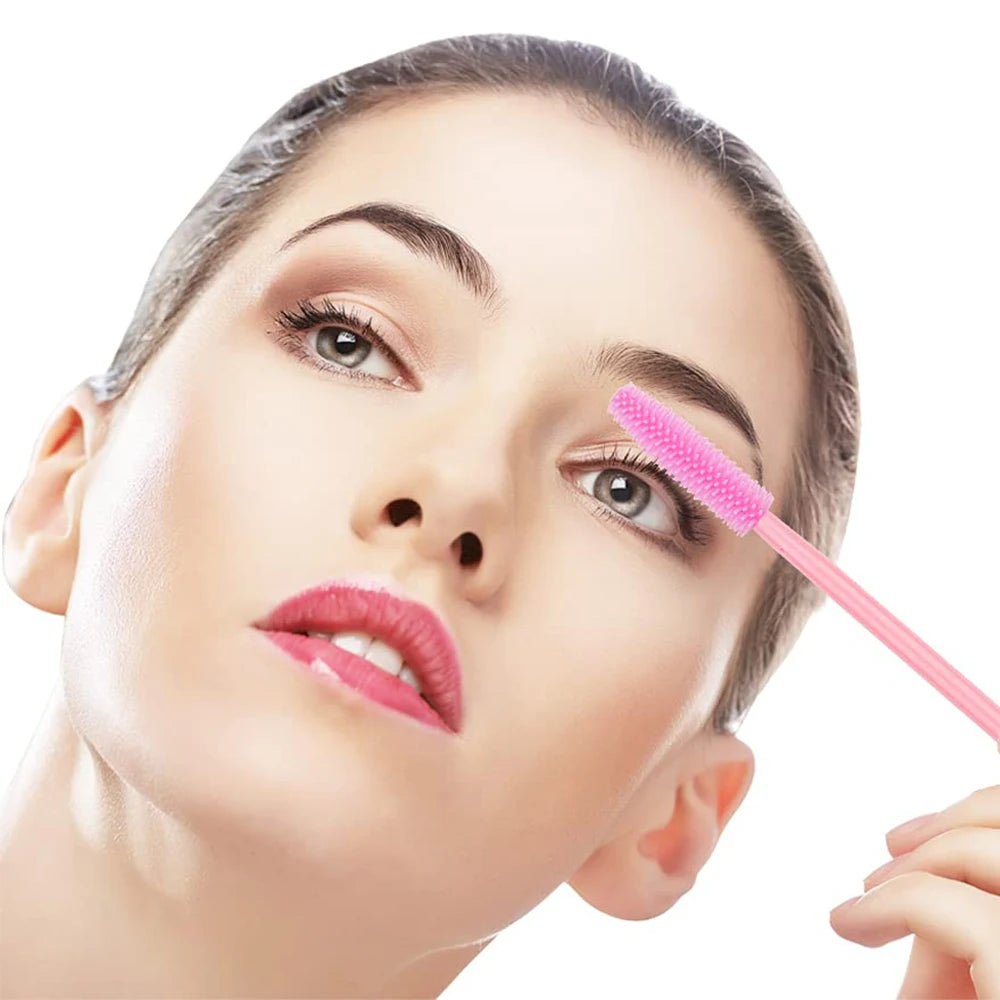 25/50PCS Eyelash Brush Silicone Gel Eyelashes Brushes Mascara Wands Applicator Spoolers Lashes Cosmetic Brushes Makeup Tools