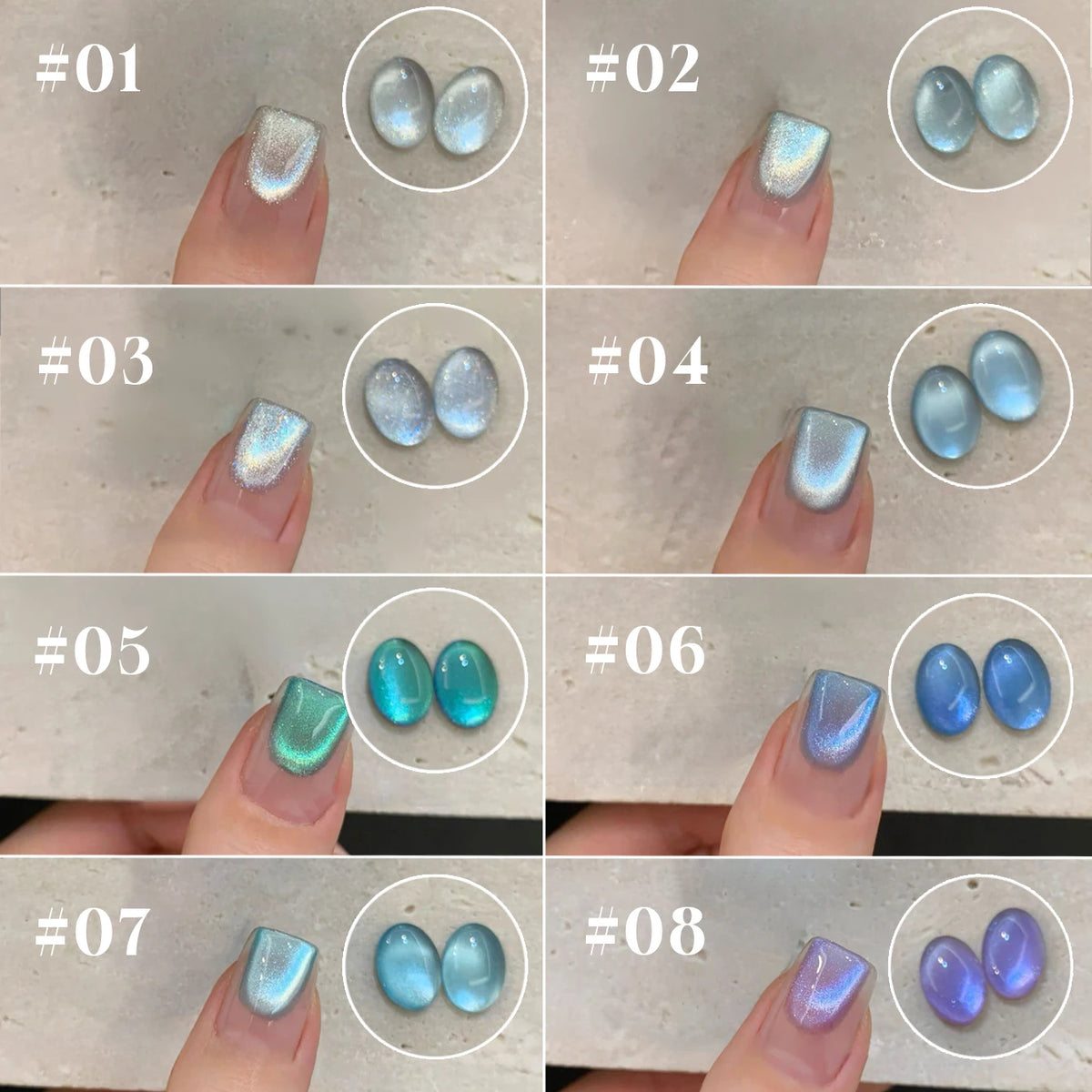 MIANEL 10ML 2026 New Satin Blue Glacier BubbleCrystal Cat Eye Gel Nail Polish For Nail Salons Blue Nails 1-8PCS