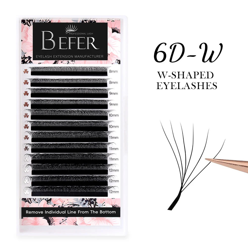 Befer Cilios YY/3D/4D/5D/6D W Shaped Fake Eyelashes Extension Technologic Fiber High Quality Soft Natural Professional