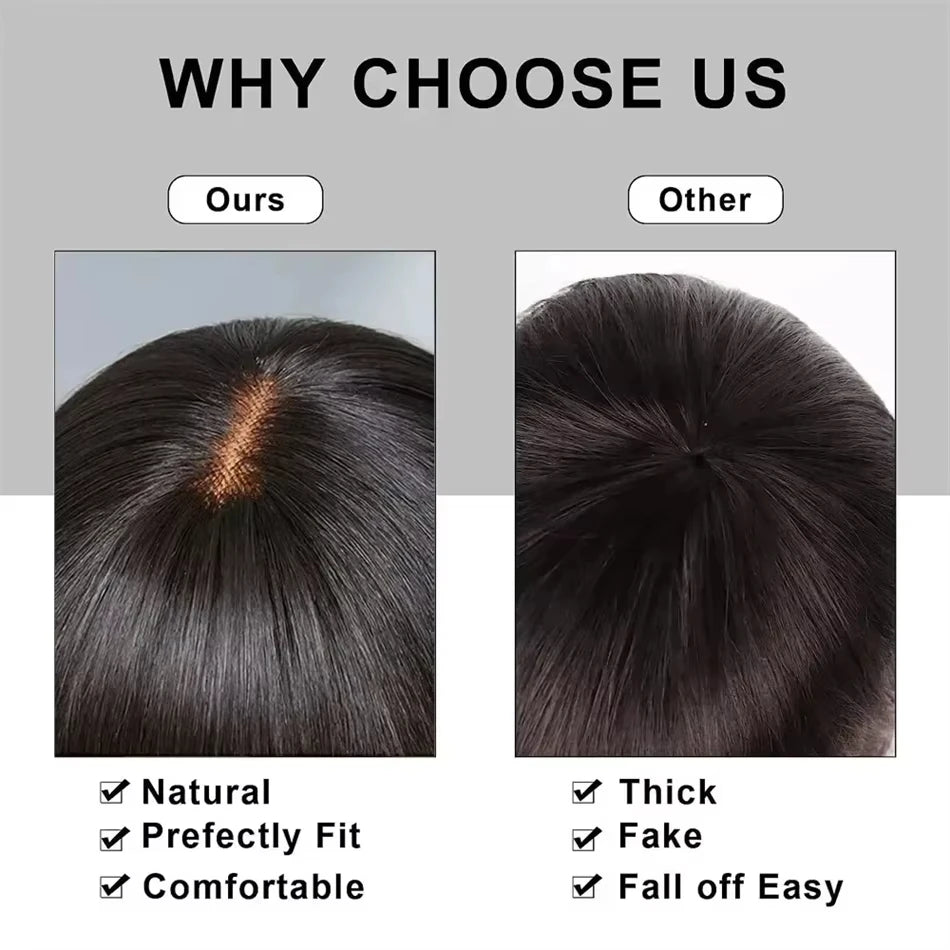Rosslyn Straight Human Hair Wigs With Bangs 1b Black Wig Not Lace Natural Color Full Machine Wig From Brazilian Original