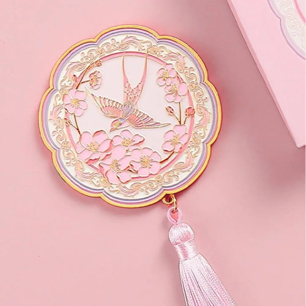 Exquisite Handheld Chinese-style Pocket Mirror Portable Flower Pattern Cosmetic Mirror Emboss Metal Makeup Mirror Makeup