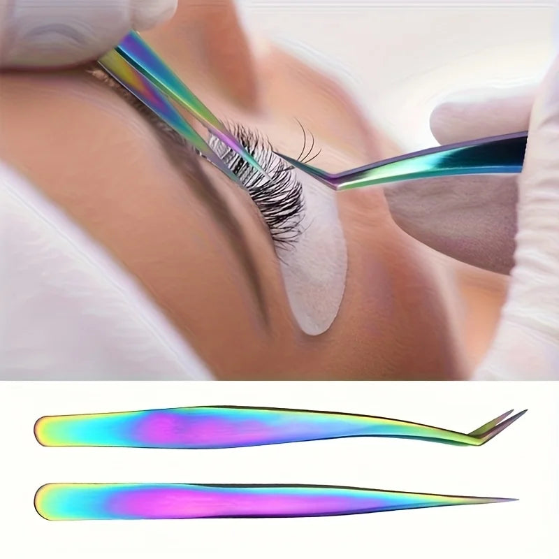 3 Pcs Set Stainless Steel Eyelash Tweezers Set Multi-Functional Makeup Tool Eyelash Tweezer Hair Removal Tweezer Pointed Tweezer