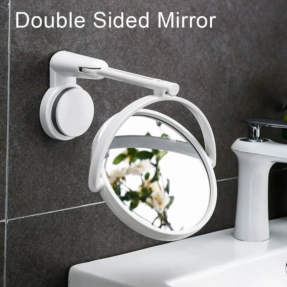 Rotating Plastic Folding Vacuum Suction Round Bath Accessorie Makeup Supplies Vanity Mirror Shave Mirrors Wall Hang Bath Mirror