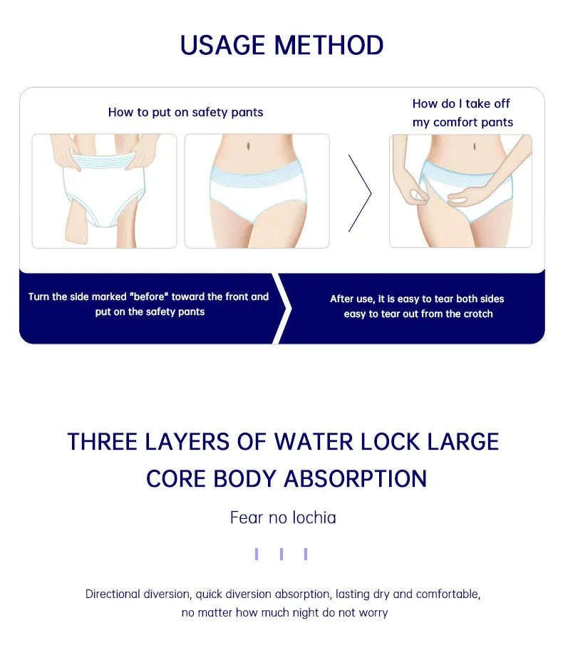 1Packs Sanitary Pants Disposable Night Use Pants Sanitary Napkins Ultra-Thin Menstrual Pants Sleepwear Postpartum Care Pad  rtum