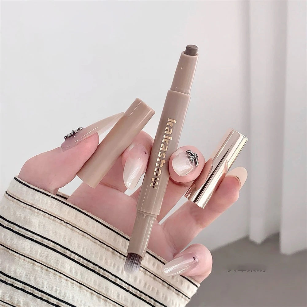 3D Contouring Pen Matte Bronzer Stick Grey Brown Nose Shadow Contour Pen With Brush Double Head Facial Contour Stick Makeup