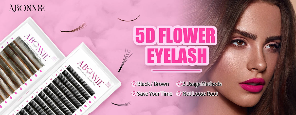 Abonnie Russian Volume Eyelash Extensions Eyelash Bouquets Volume Long Stem Soft Matte Black Premade Extension