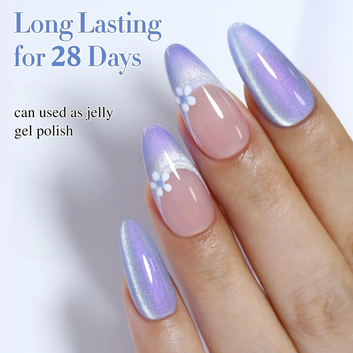 15ml Lavender Blue Aurora Cat Eye Gel Polish, UV LED Soak Off Magnetic Iridescent Shimmer Nail Gel for Christmas New Year Winter