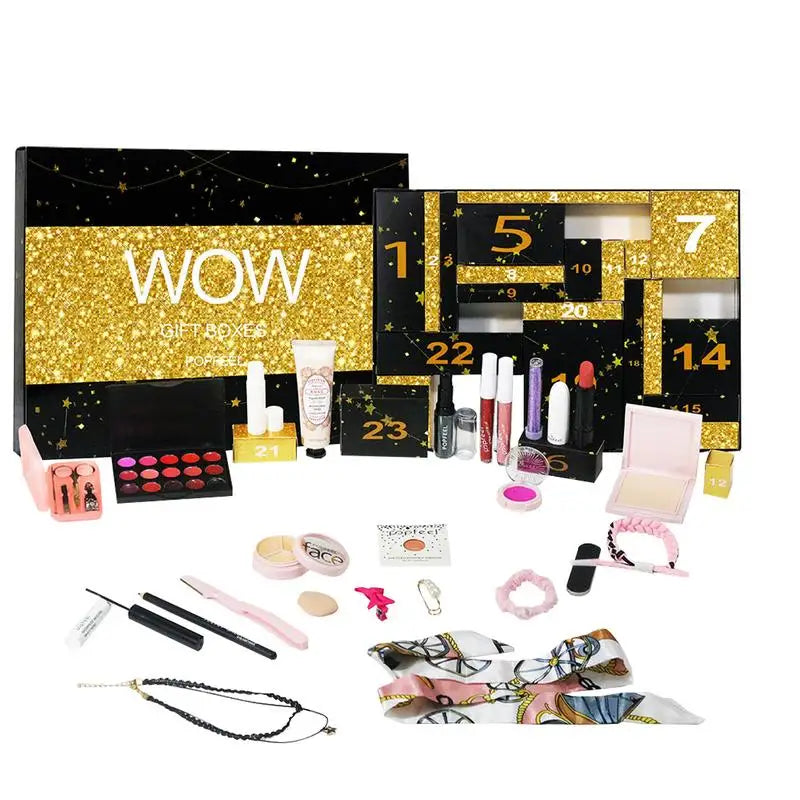 Christmas Advent Calendar Makeup Set Gift Box Christmas Lipstick Eyeshadow Cosmetics Set Party Makeup Gift Box For Women female