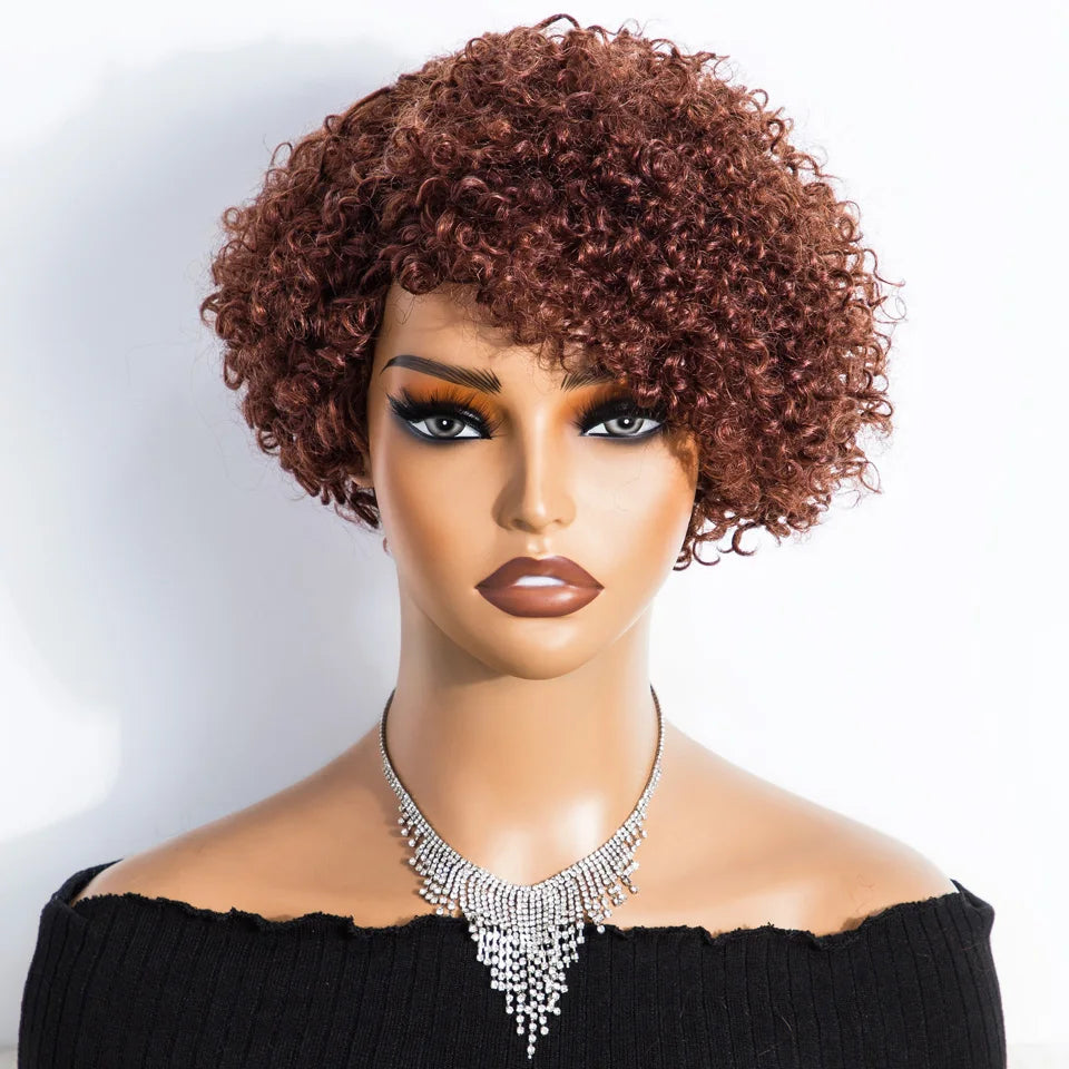 Lekker Short Pixie Cut Afro Kinky Curly Bob 100% Human Hair Wigs For Women Brazilian Remy Hair Full Machine Made Clearance Wigs