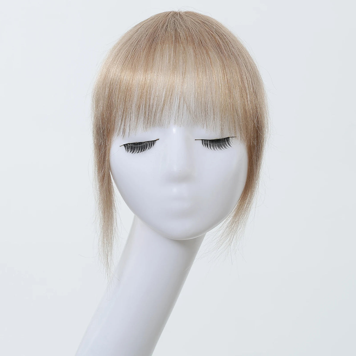 100% Human Hair Bangs Blonde Brown Wispy Bang Hair Clip in Bangs Fringe with Temples Hairpiece for Women Clip on Air Bang 4.5in