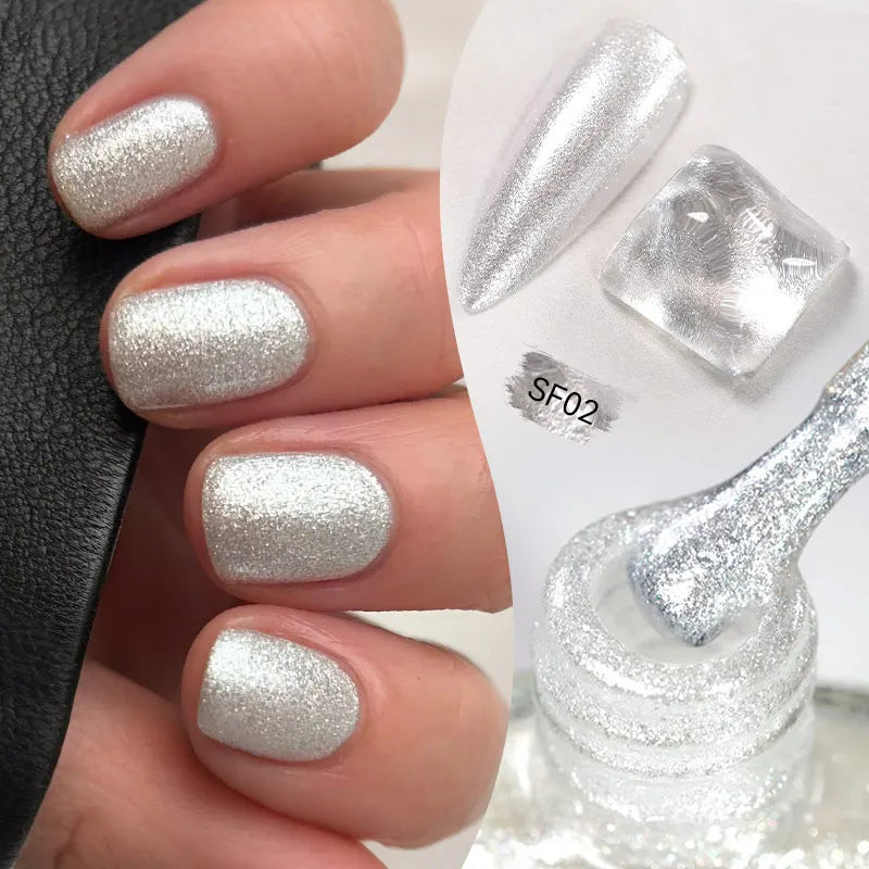 LILYCUTE 7ml Auroras Glitter Nail Polish No Need of UV/LED Lamp Nail Supplies Vernis White Pink Silver Pearl Effect for Nails