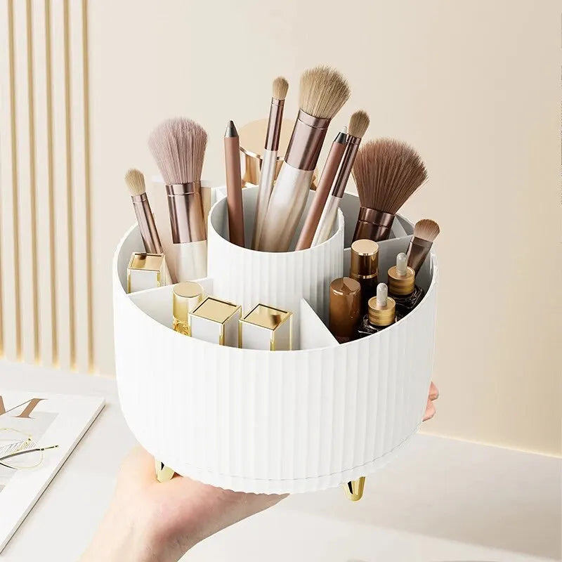 360 Degree Rotating Makeup Brush Organizer Cosmetic Brush Holder Desktop Storage Box Pen Pencil Container Organizer