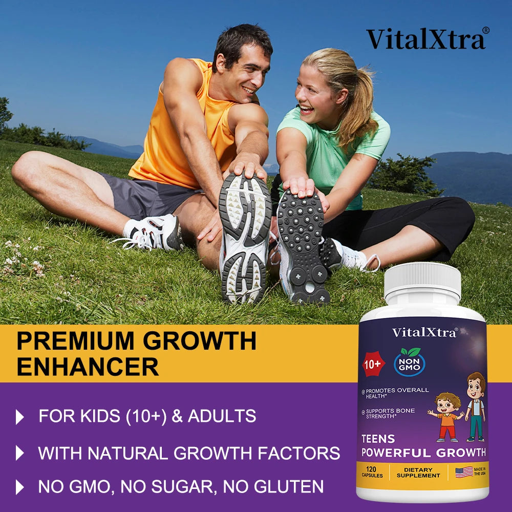 TEENS POWERFUL GROWTH Supplements Capsules, Containing Vitamin D3 + K2, Calcium, To Strengthen Bones and Enhance Immunity