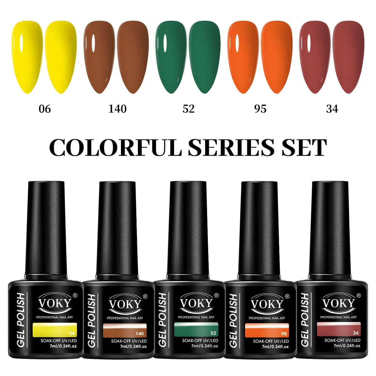 VOKY 5-color nail polish set, in Christmas color scheme, high-saturation nail polish gel, salon-quality nails, DIY home nail art