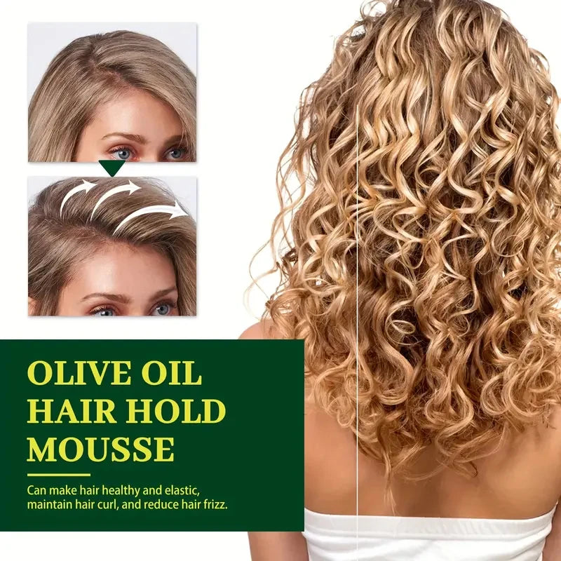 207ml Long-Lasting Anti-Frizz Hair Mousse Moisturizing Hair Foam with Olive Oil for Curly Hair Styling