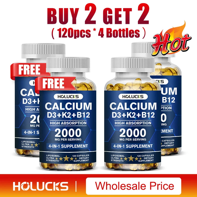 Calcium Supplements, with Vitamin D3 K2, Support Bone Muscle TeethHealth, Replenish Joints, Calcium Absorption