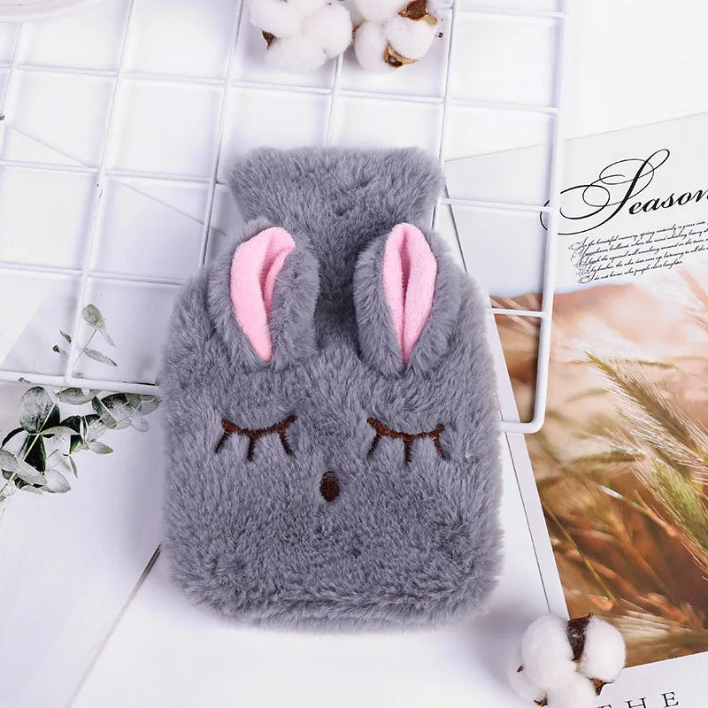 Soft Kawaii Hot Water Bottles Plush Rubber Hand Warmer Foot Belly Explosion-proof Insulating Hot Water Bag for Women Period Pain
