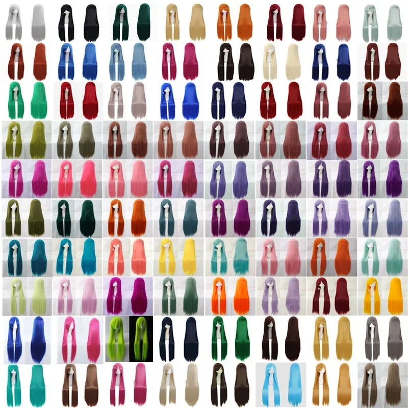 Synthetic 100Cm Long Staight Cosplay Wig Heat Resistant Hair Anime Party wigs 42 color Colourful