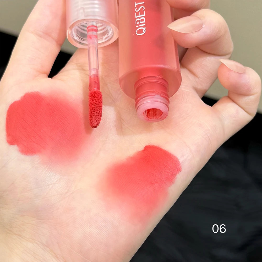 QIBEST 6 Colors Matte Liquid Lipstick Velvet Durable Lip Gloss Sexy Red Lip Stain Makeup Waterproof Lasting Lip Mud Cosmetics