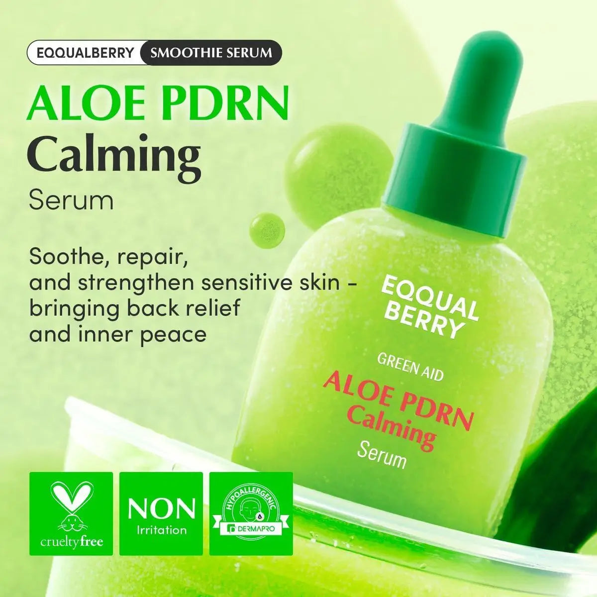 EQUALBERRY 30ml Aloe PDRN Calming Repair Ampoule Serum Soothing Essence For Effective Repair After Sun Exposure Korean Skin Care