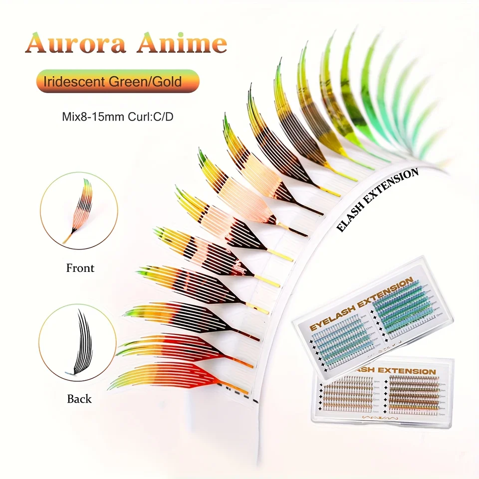 AGUUD Color Shiny Comic Spire Lashes Extension Manga Style Holographic Feather Lash Natural Soft Tinsel Anime Lash for Christmas