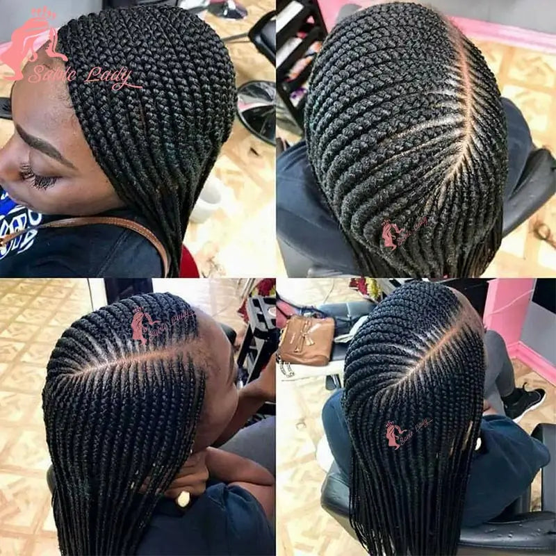 Faux Locs Crochet Cornrow Braided Wig Synthetic Full Lace Knotless Box Braids Wig Side Part Lace Wig Box Braided Wig for Women
