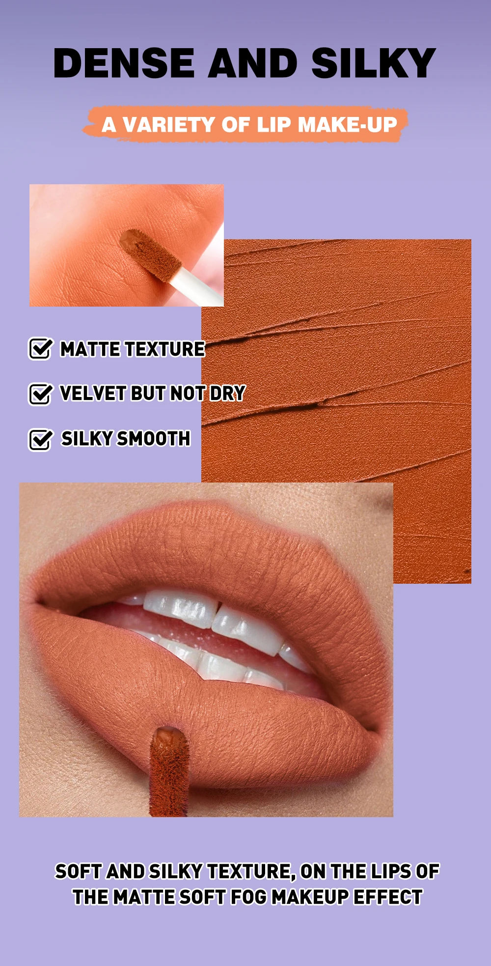QIBEST Halloween Liquid Lipstick Makeup Sets Waterproof Matte Lipstick Red Black Orange Purple Lip Stain Tint Lasting Cosmetics