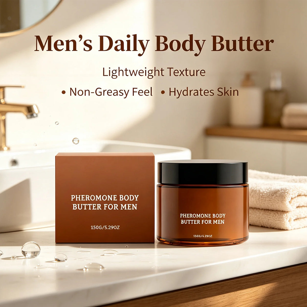 Men’s Pheromone Body Butter Soothe Dryness Enhance Skin Softness Long-Lasting Hydration Fast Absorbing Moisturizing Body Lotion