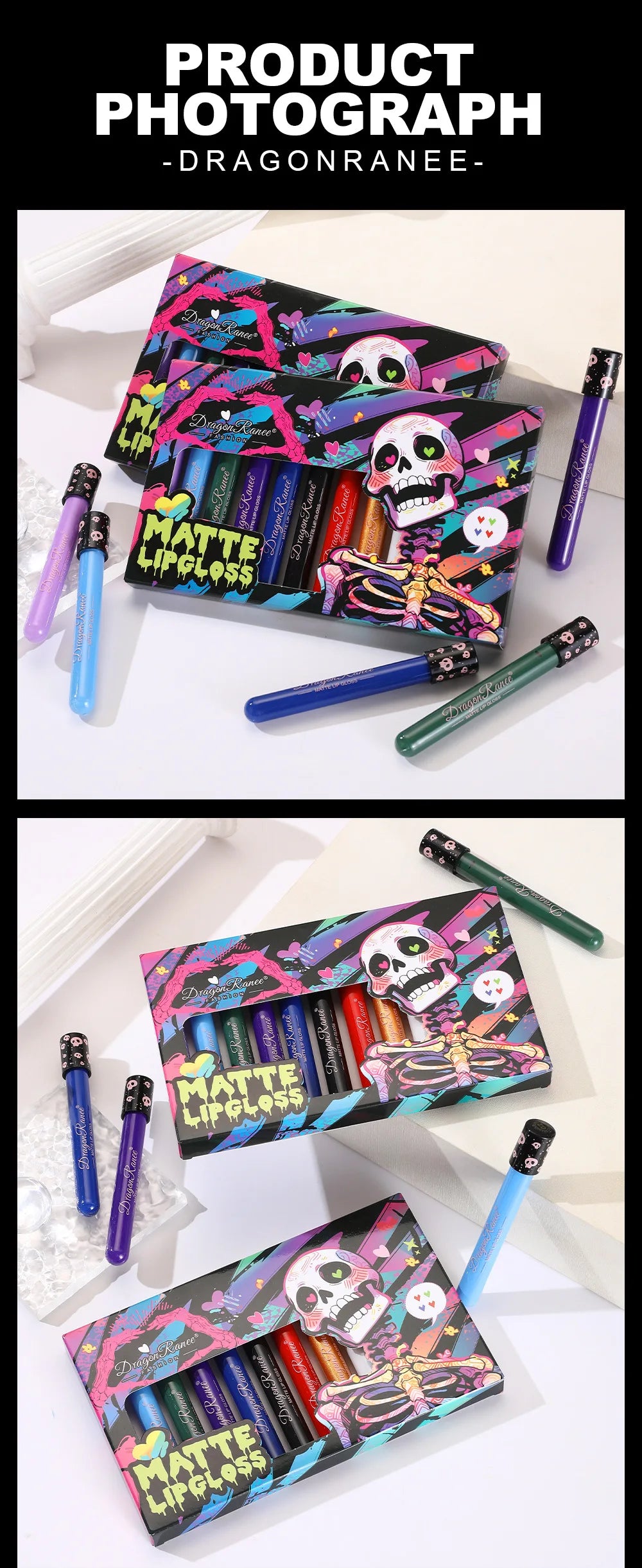 Creative Matte Lip Glaze 12 Shade Collection Vampire Halloween Cosplay Lipstick Waterproof Makeup Set Longwear Beauty  Makeup