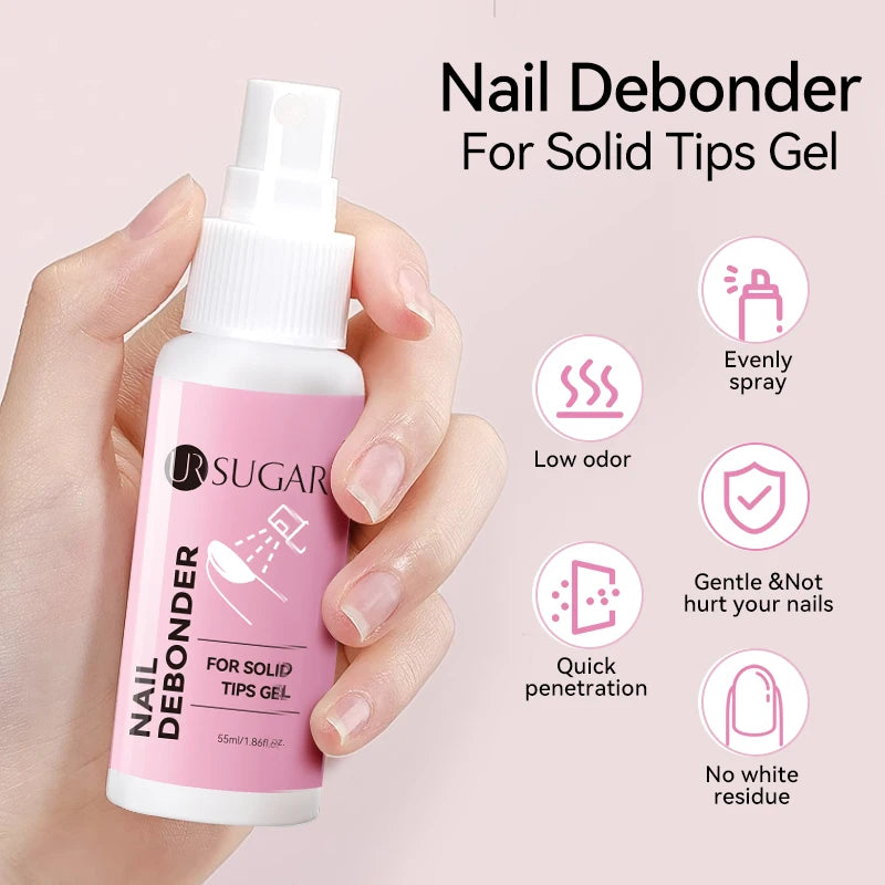 UR SUGAR 55ml Solid Glue Gel Remover Nail Liquid Easy Soften Remove Fake Nails Solid Adhesive Press-On Nail Gel Remover Tool