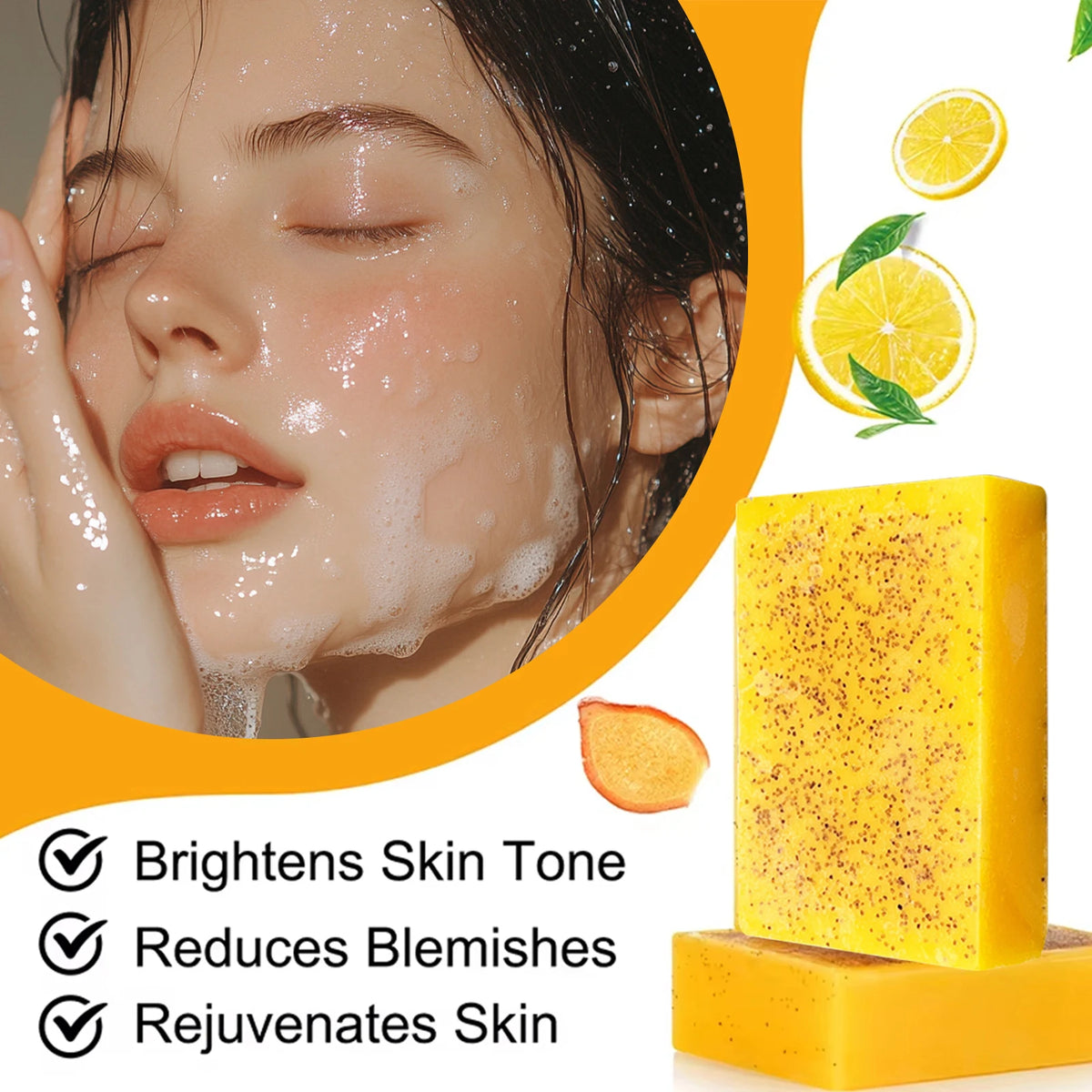 Amococo 3/5/10/30Pcs Turmeric Kojic Acid Brightening Bar Soap Natural Face and Body Cleanser with Vitamin C Retinol Hyaluronic Acid and Shea Butter 100g