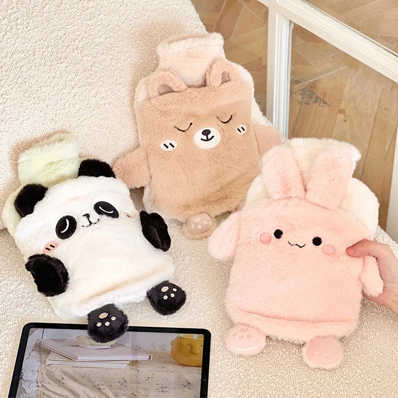 Kawaii Insulation Hot Water Bottle Plush Rubber Hand and Foot Belly Warmer Explosion-proof Hot Water Bag for Women Period Cute