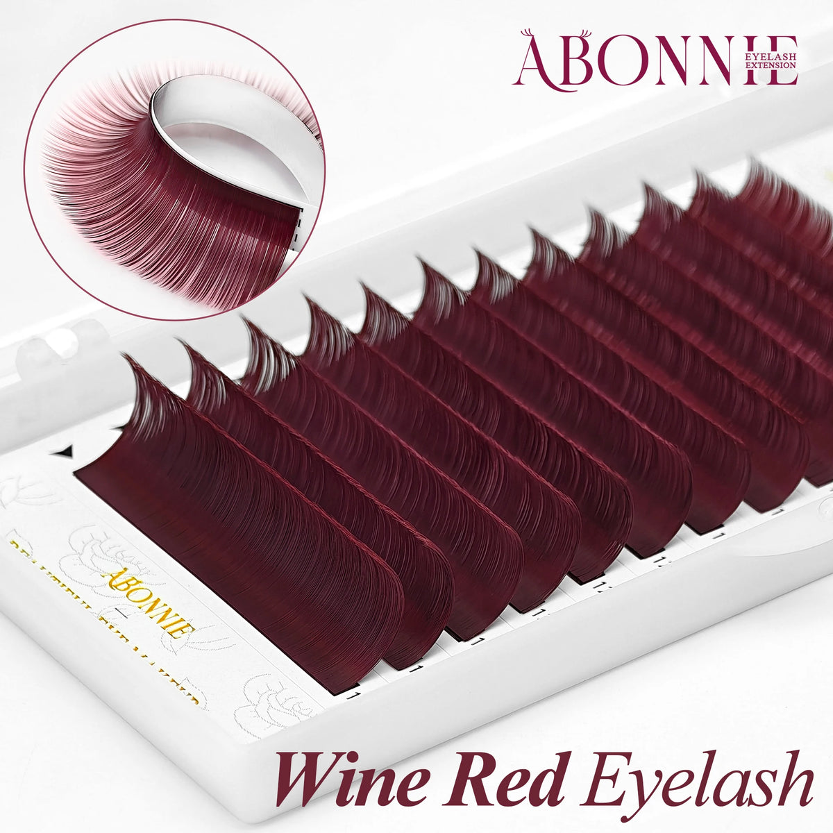 ABONNIE Wine Red Color Eyelash Extension Premium Cashmere Burgundy Lashes Individual Mink False Eyelashes