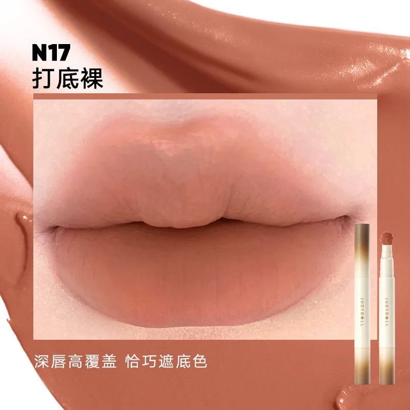 Judydoll Hydrating Non-sticky Lip Powder Cream Cushion Lipstick Matte Lip Stain White Lipsticks Light Lines Lip Clay Cosmetics