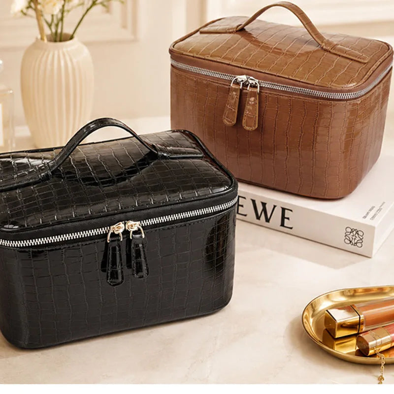Embossed Makeup Bag Large Capacity Waterproof Travel Toiletry Bag Fashion Portable Women Cosmetic Storage Organizer