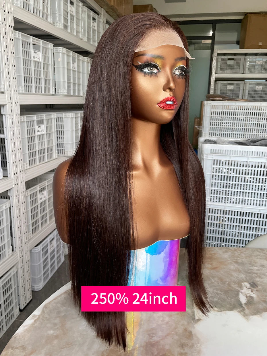 20 22 24 Inch 5x5 Transparent Bone Straight #2 Color 13x4 13x6 Lace Frontal Wig 250 Density Vietnamese Human Hair Wigs For Women