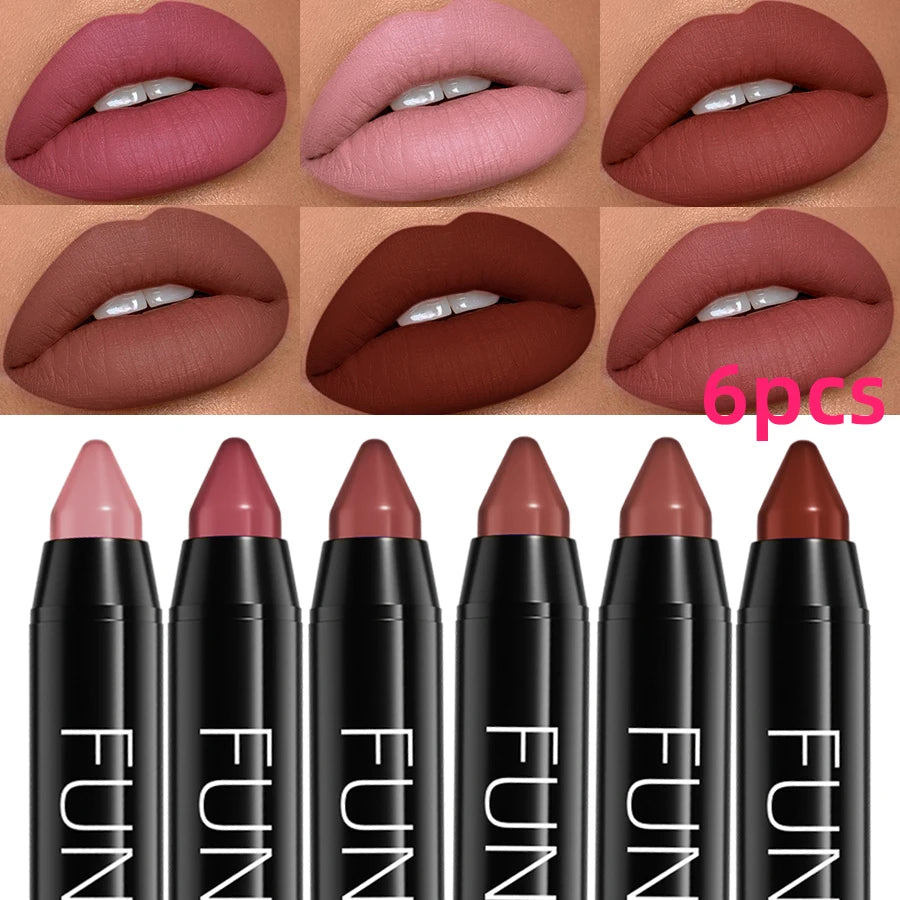 6pcs Lipliner Pen Waterproof Lipstick Sexy Red Matte Contour Lip Tint Long Lasting Lips Korean Makeup Product Lip Gloss Cosmetic for Women Gifts  Lip Glaze Nude Brown Pink Lip Beauty