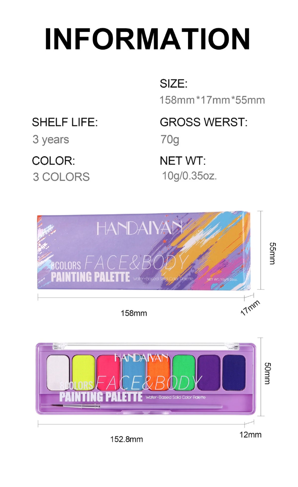 8 Colors Glow Fluorescent Neon Oil Face Body Art Paint UV Glow Oil Painting Halloween Party Fancy Dress Beauty Makeup Cosmetics