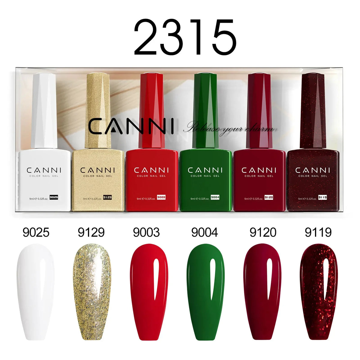 CANNI Christmas Color Gel Polish 9ml Hema Free TPO Free Nail Gel Polish Winter Colors Semi Permanent Gel Super Texture Brush