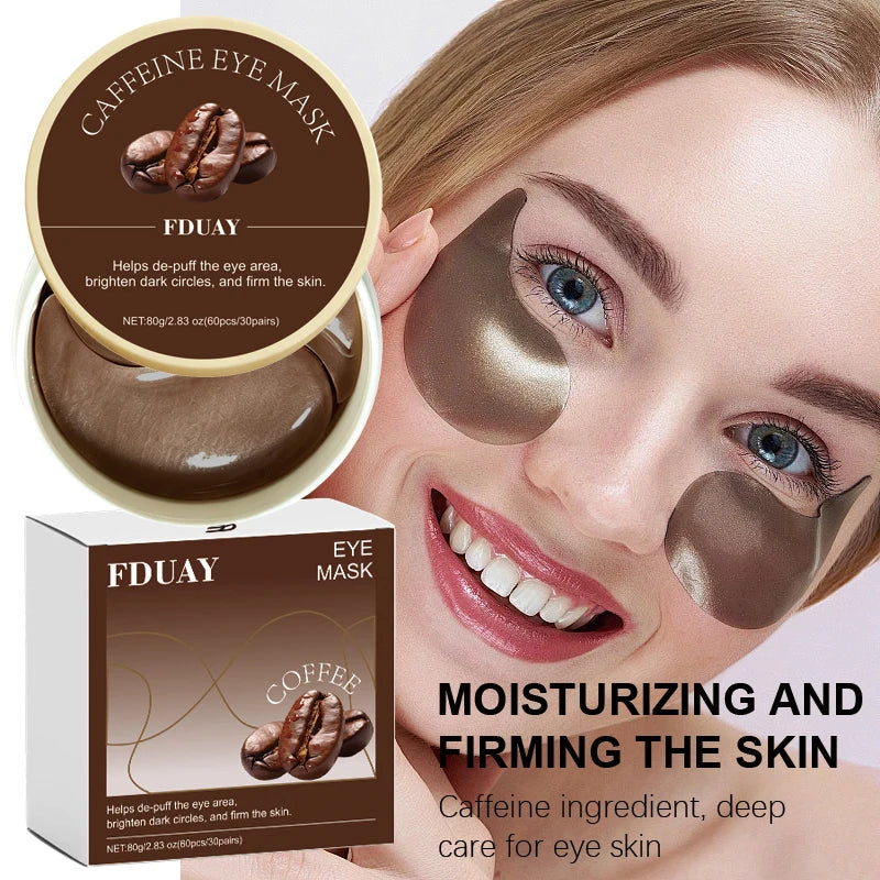 FDUAY Caffeine Eye Mask, Moisturizing Tightening Eye Patches, Hydrate & Firm Skin Around Eyes for Puffy Eyes and Dark Circles