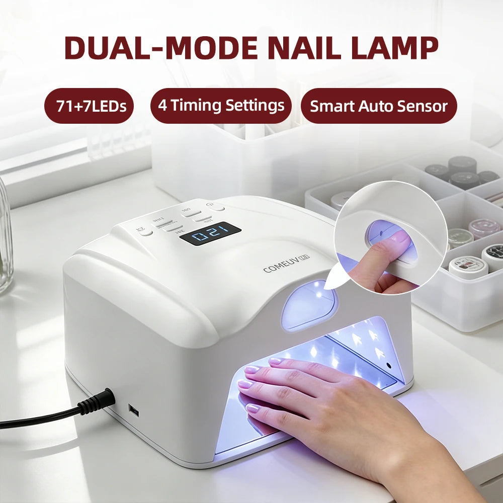 2‑in‑1 Auto‑Sensor UV LED Nail Dryer 78LED Dual Port for Single Finger Toe Full Hand Gel Curing Manicure Pedicure Home Salon
